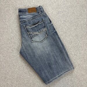Flypaper Denim Shorts Mens 30 Blue‎ Embroidered Pockets Y2K Skater Grunge Jorts